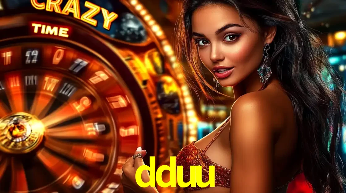 Mulher ao lado da roda de prêmios do jogo de cassino ao vivo Crazy Time, um dos shows de jogos mais emocionantes oferecidos pela plataforma de apostas dduu.