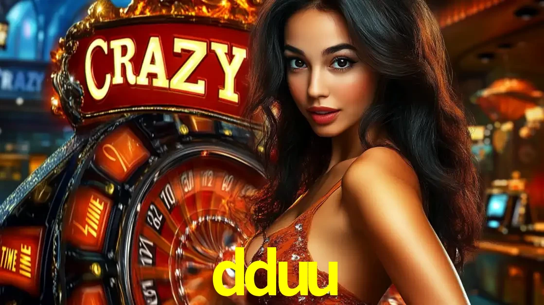 Mulher glamourosa olhando para a câmera com a roda vermelha do Crazy Time ao fundo em um ambiente de cassino, destacando a emoção dos jogos ao vivo no dduu.
