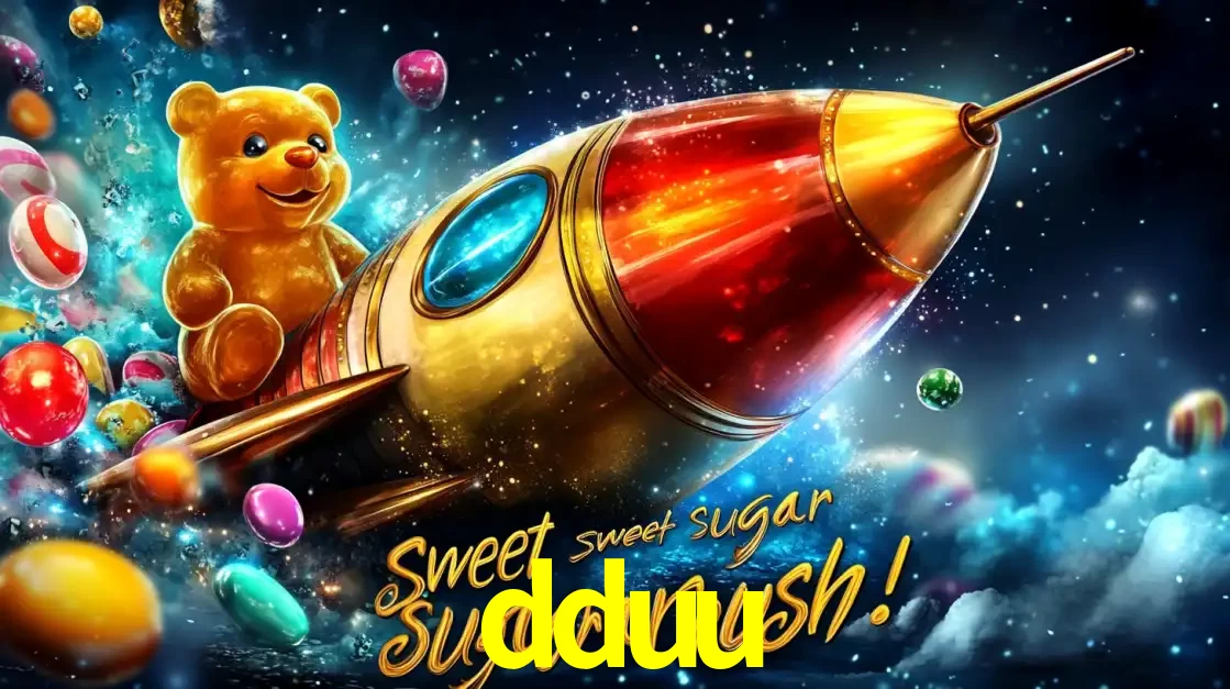 Arte promocional do jogo de slot Sugar Rush, com um urso de pelúcia em um foguete viajando pelo espaço de doces, um dos jogos divertidos disponíveis no cassino dduu.